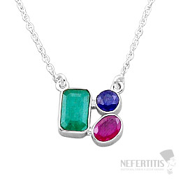 Smaragd indický (upravený) náhrdelník striebro Ag 925 49515