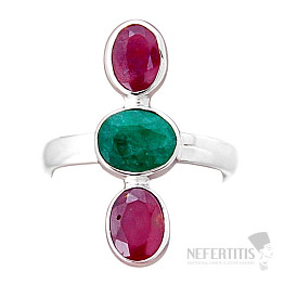 Indian emerald - modified silver ring Ag 925 49530