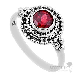 Granát brúsený prsteň striebro Ag 925 49710