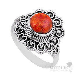 Türkis-orangefarbener Mohave-Ring, Silber Ag 925 49965