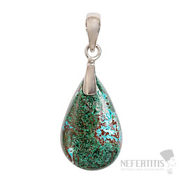 Malachite and cuprite pendant silver Ag 925 no. 5