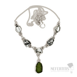 Vltavín, Herkimer diamant a meteorit náhrdelník stříbro Ag 925 N50