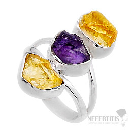 Citrín surový prsteň striebro Ag 925 50018