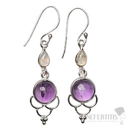 Designer earrings with amethyst, silver Ag 925 E506
