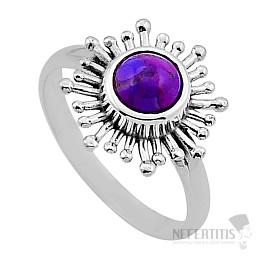 Tyrkys purpurový prsteň striebro Ag 925 50881