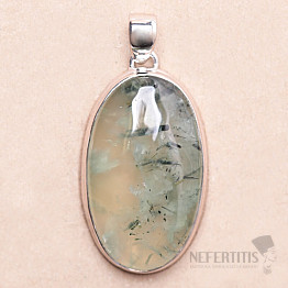Aktinolith in Prehnit Anhänger Silber Ag 925 B51
