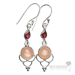 Dizajnové náušnice mesačný kameň striebro Ag 925 E511