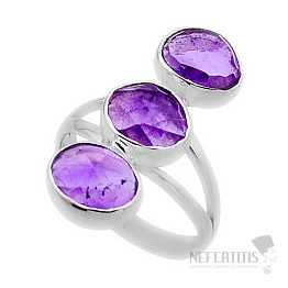 Ametyst broušený prsten stříbro Ag 925 51210
