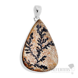 Psilomelan dendritic pendant silver Ag 925 51454