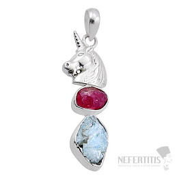 Akvamarín surový prívesok striebro Ag 925 51516