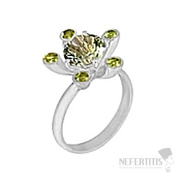 Silver ring with green amethyst