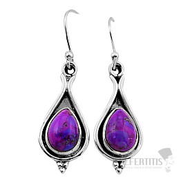 Turquoise purple earrings silver Ag 925 51892