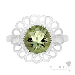 Silver ring with green amethyst Flower