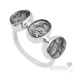 Turmalín v krištáli brúsený prsteň striebro Ag 925 52834