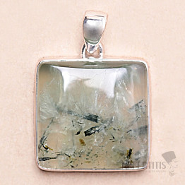 Aktinolith in Prehnit Anhänger Silber Ag 925 B53