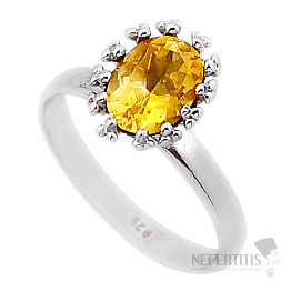 Citrín brúsený prsteň striebro Ag 925 53914