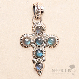 Labradorit Anhänger Kreuz Silber Ag 925 54117