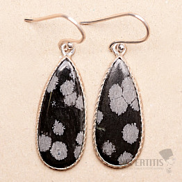 Obsidián vločkový náušnice stříbro Ag 925 53626