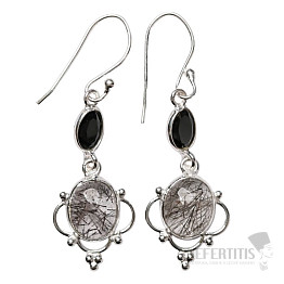 Designové náušnice křišťál s turmalínem stříbro Ag 925 E553