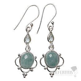 Designer earrings with aquamarine, silver Ag 925 E556