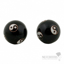 Gesundheit Chinesische Meditationskugeln gegen Stress Yin Yang schwarz 4 cm