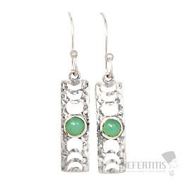 Designer-Ohrringe mit grünem Chalcedon, Silber Ag 925 E59