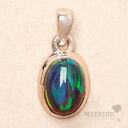 Opál černý etiopský přívěsek stříbro Ag 925 P593