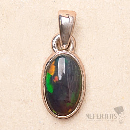 Schwarzer äthiopischer Opal Anhänger Silber Ag 925 P594