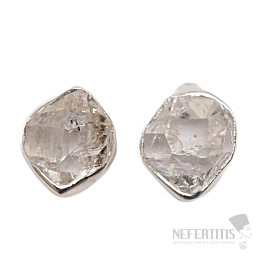 Herkimer diamant náušnice kôstky striebro Ag 925 E596