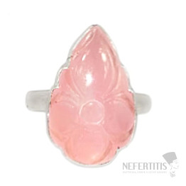 Rose quartz carved ring silver Ag 925 R6