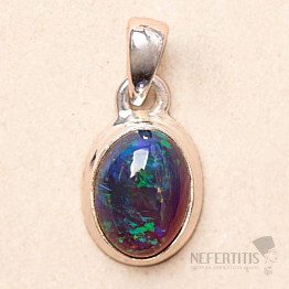 Schwarzer äthiopischer Opal Anhänger Silber Ag 925 P603
