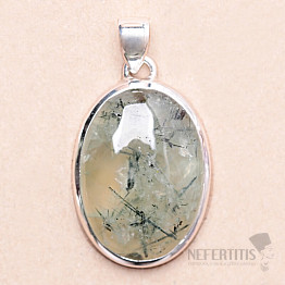 Aktinolith in Prehnit Anhänger Silber Ag 925 B61