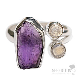 Designer ring amethyst raw silver Ag 925 R612