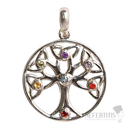 Chakra-Anhänger „Baum des Lebens“ mit Halbedelsteinen, Silber Ag 925, limitierte Kollektion L62715