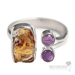 Designerring aus Citrin, Rohsilber Ag 925 R629