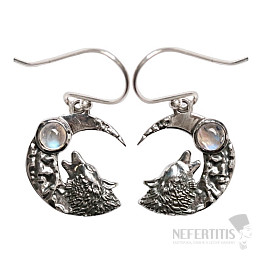 Designer-Ohrringe Mondstein Regenbogen Silber Ag 925 E636