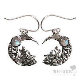 Designer earrings moonstone rainbow silver Ag 925 E641