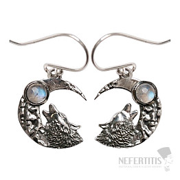 Designer earrings moonstone rainbow silver Ag 925 E645