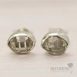 Herkimer diamant náušnice kôstky striebro Ag 925 E648