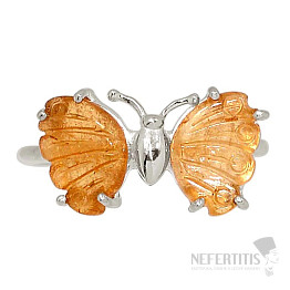 Turmalín motýl prsten stříbro Ag 925 R65