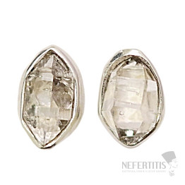 Herkimer diamant náušnice kôstky striebro Ag 925 E655