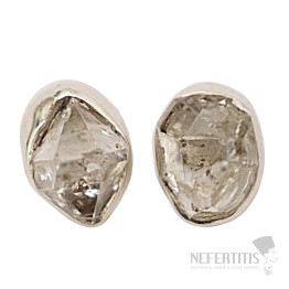 Herkimer diamant náušnice kôstky striebro Ag 925 E657