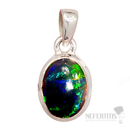 Black Ethiopian Opal Pendant Silver Ag 925 P669