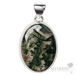 Achát machový prívesok striebro Ag 925 P67