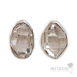 Herkimer diamant náušnice kôstky striebro Ag 925 E671