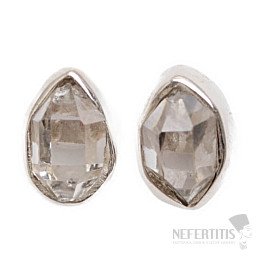 Herkimer diamant náušnice kôstky striebro Ag 925 E686