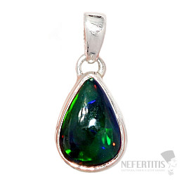 Black Ethiopian Opal Pendant Silver Ag 925 P687