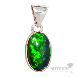 Black Ethiopian Opal Pendant Silver Ag 925 P703