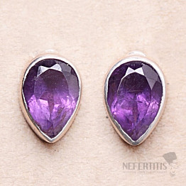 Amethyst cut earrings stones silver Ag 925 E708