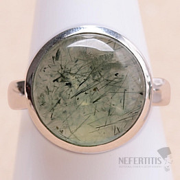 Aktinolith im Prehnit Ring Silber Ag 925 R71